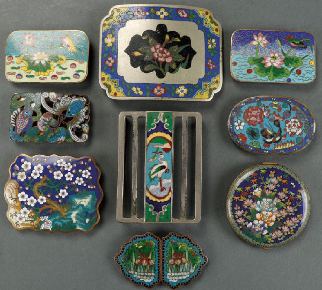 EIGHT CHINESE ENAMELED CLOISONNE BELT BUCKLES (1 of 1)