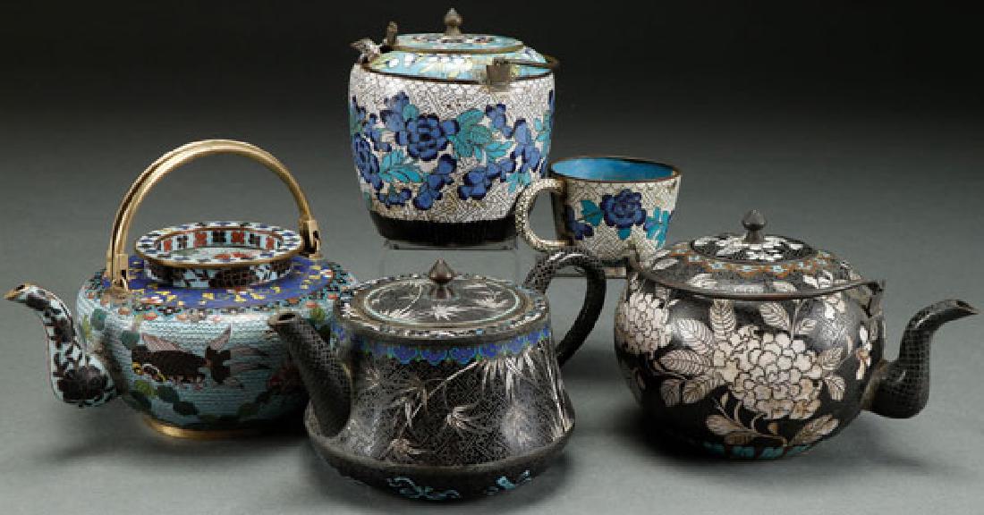 FOUR VINTAGE CHINESE CLOISONNE ENAMELED BRONZE (1 of 1)