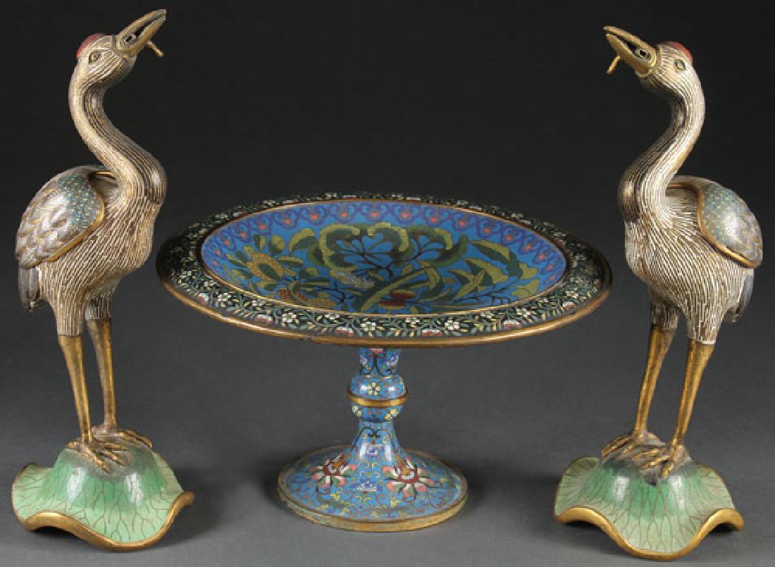 A THREE PIECE GROUP OF CHINESE CLOISONNE ENAMELED (1 of 1)