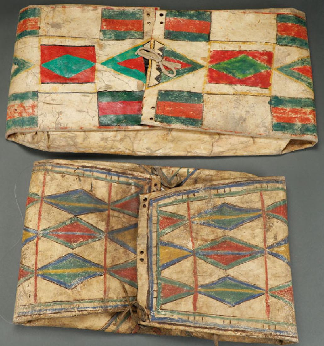 A PAIR OF PLAINS POLYCHROME PARFLECHE BAGS (1 of 6)