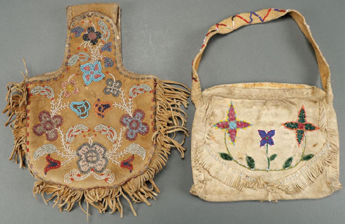 A PAIR OF CREE BEADED MOOSE HIDE BAGS, CIRCA 1900 (1 of 1)