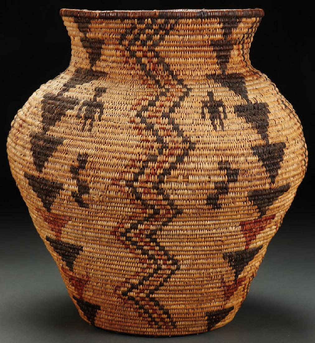 AN APACHE POLYCHROME PICTORIAL OLLA, CIRCA 1920 (1 of 2)