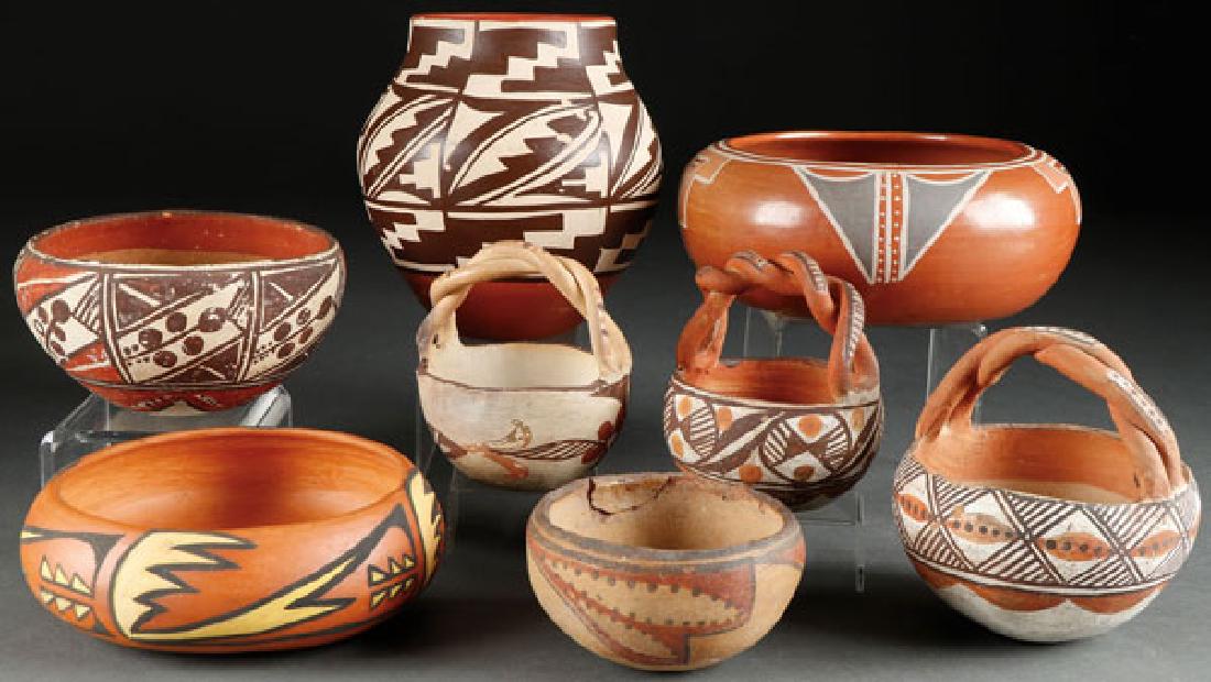 A GROUP OF EIGHT SOUTHWEST POLYCHROME POTTERY (1 of 2)
