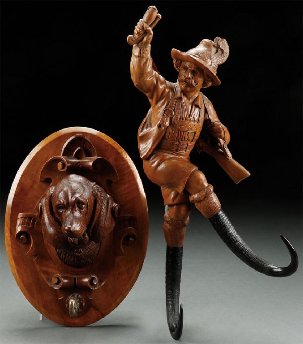 A FINE PAIR OF SWISS CARVED BLACK FOREST WOOD (1 of 4)