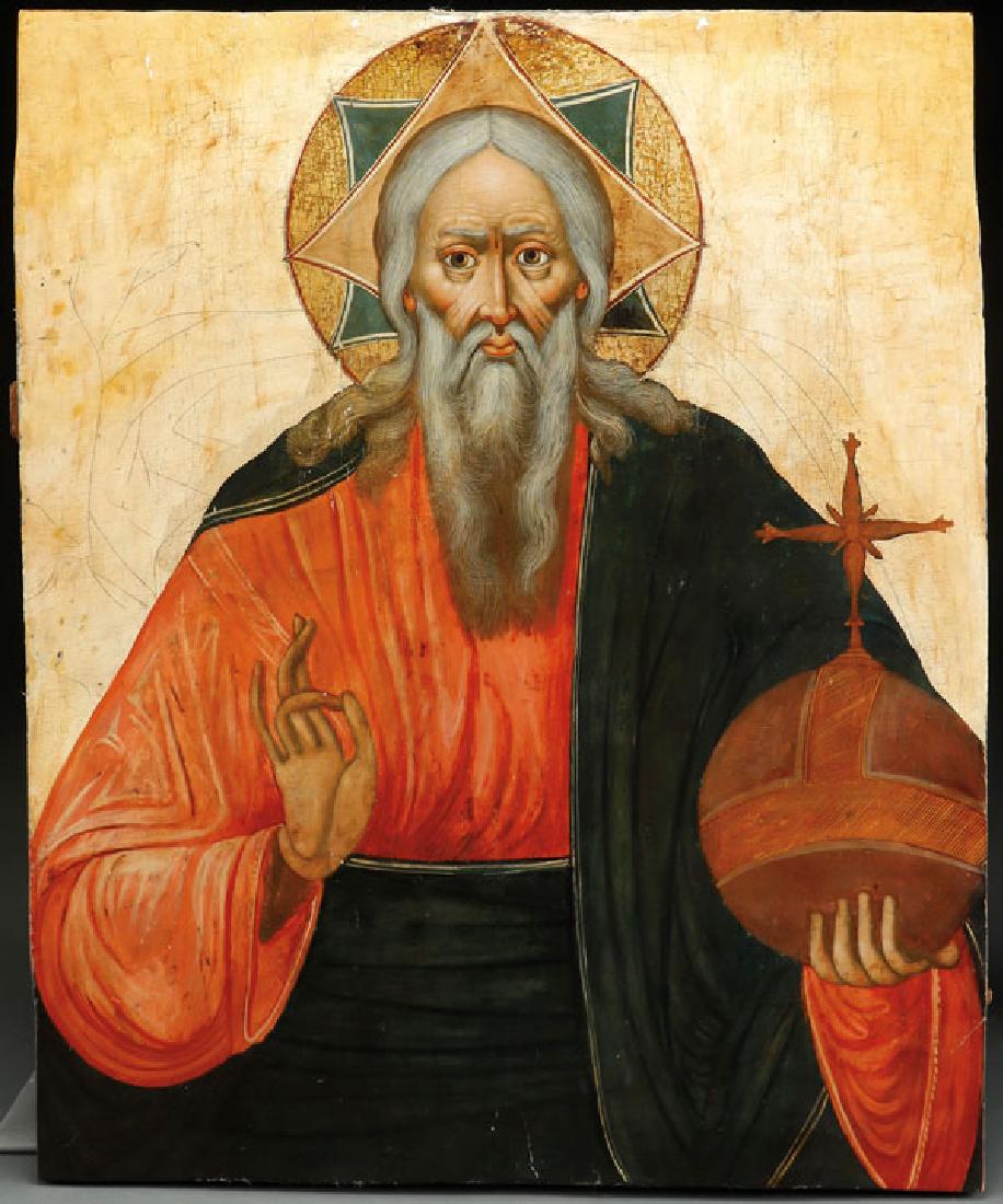 A RARE RUSSIAN ICON OF GOD THE FATHER, CIRCA 1690 (1 of 2)