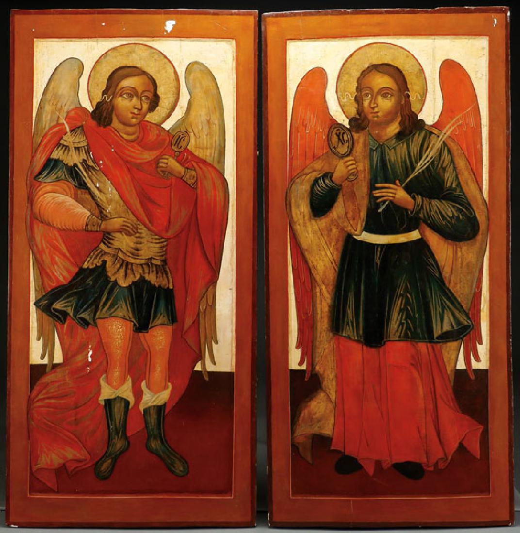 A PAIR OF LARGE RUSSIAN ANGEL ICONS, 18TH CENTURY (1 of 5)