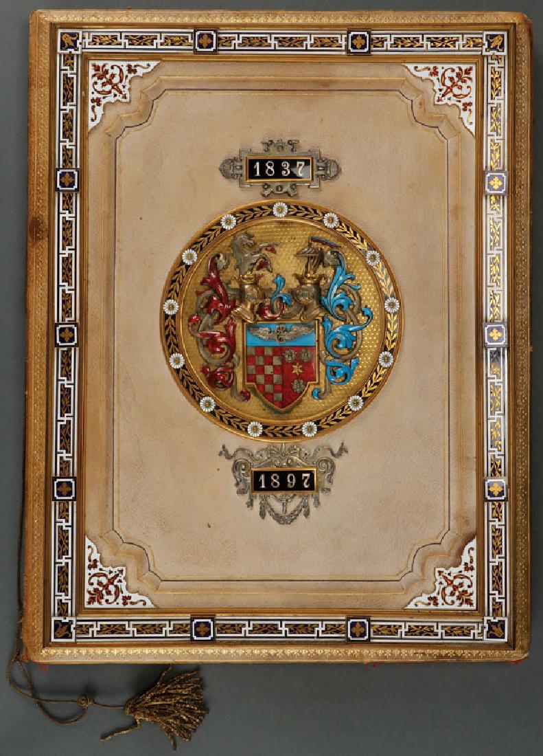 VERY FINE GILT BRONZE & ENAMEL FOLIO VIENNA C.1897 (1 of 2)