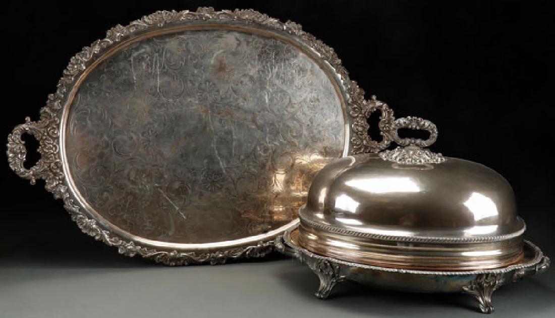 A LARGE GEORGIAN SHEFFIELD PLATE COVERED SERVING (1 of 1)