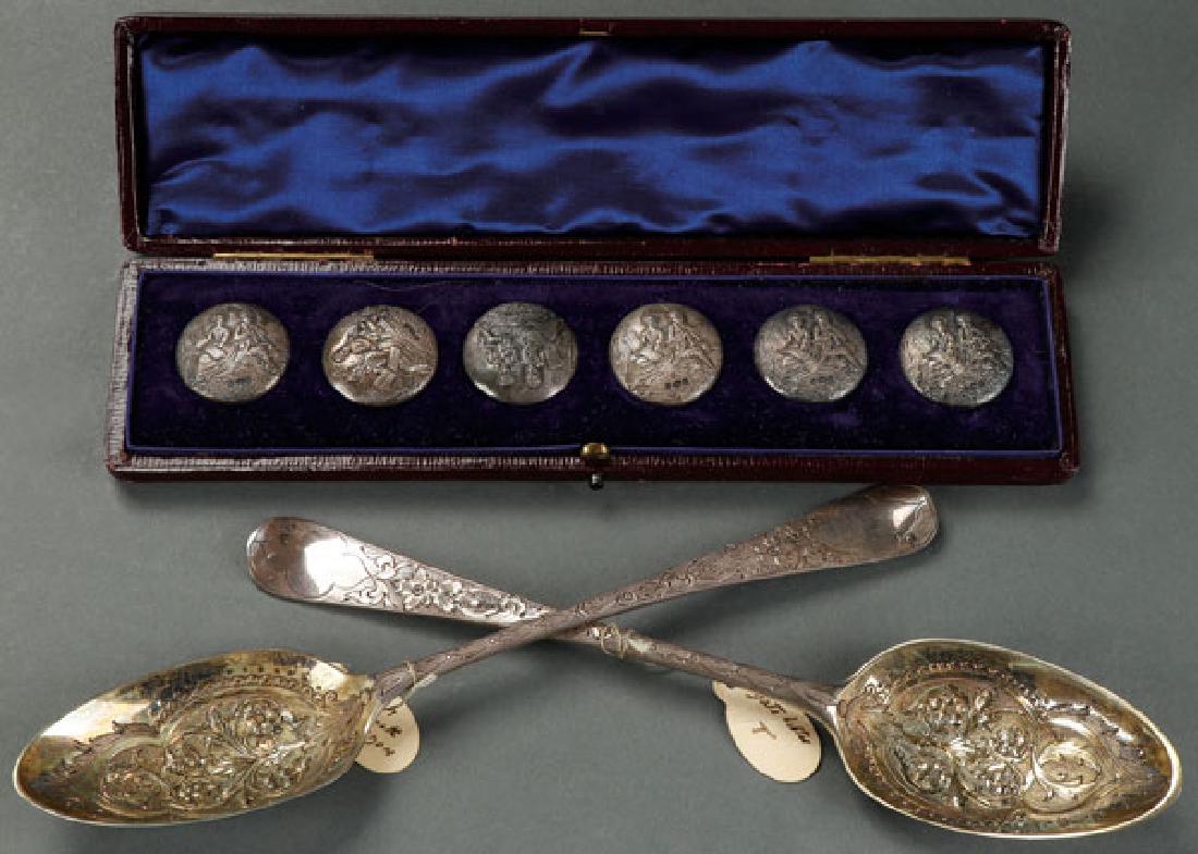 A PAIR OF GEORGE III SILVER GILT TABLESPOONS (1 of 1)
