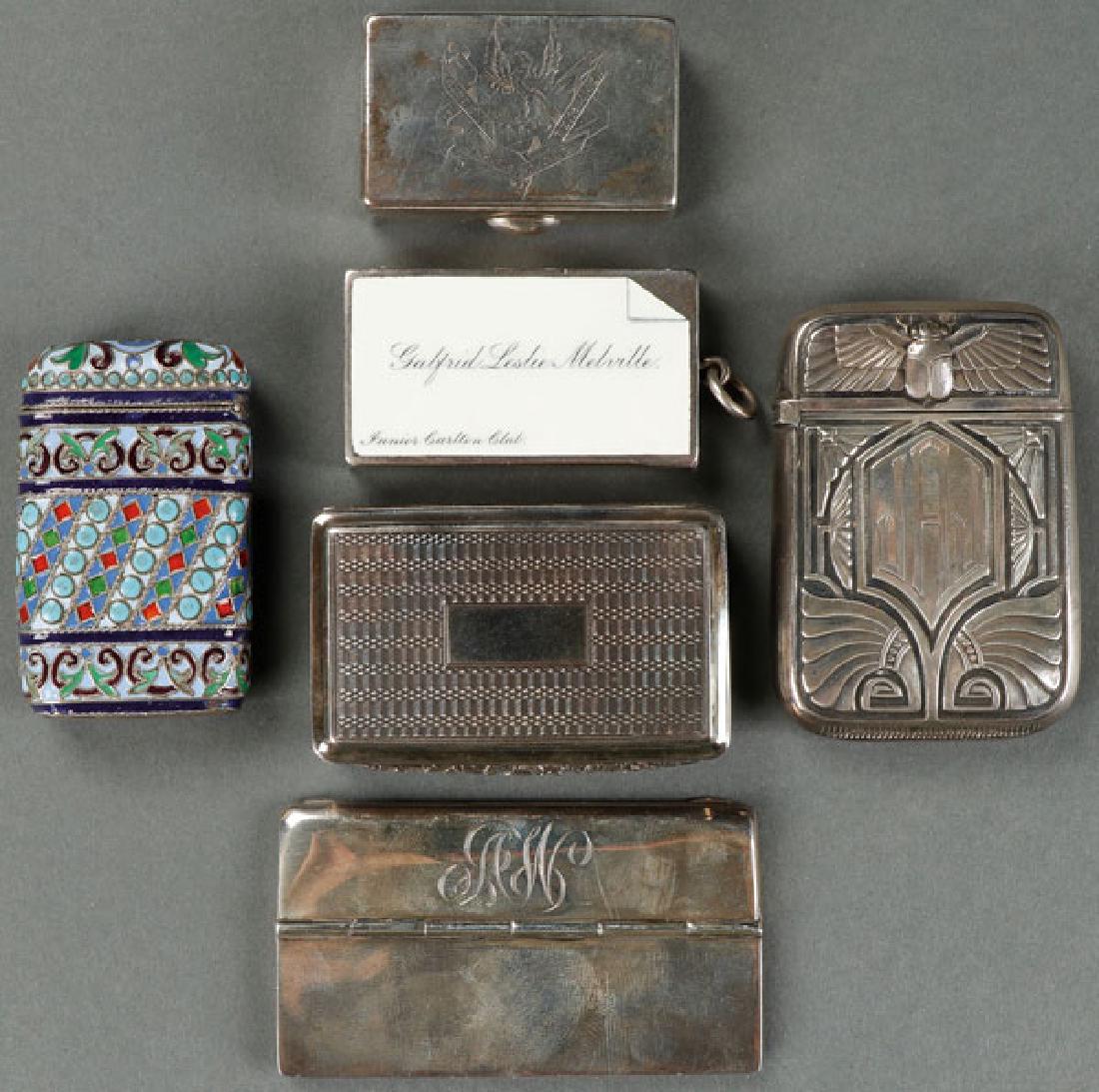 A GROUP OF SILVER AND ENAMELED CASES AND BOXES (1 of 2)