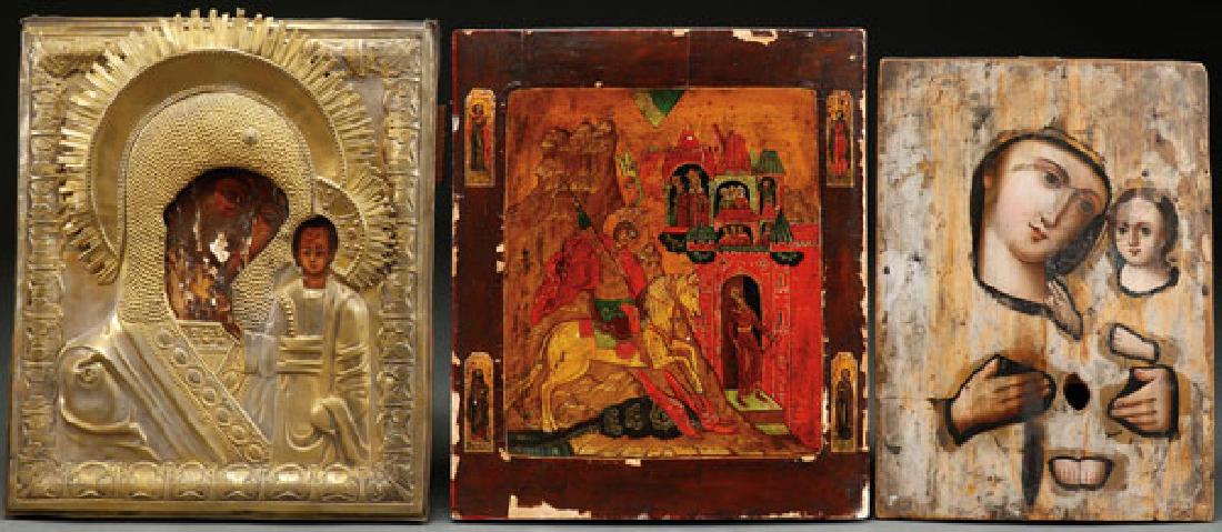 A GROUP OF THREE RUSSIAN ICONS, CIRCA 1875 (1 of 1)