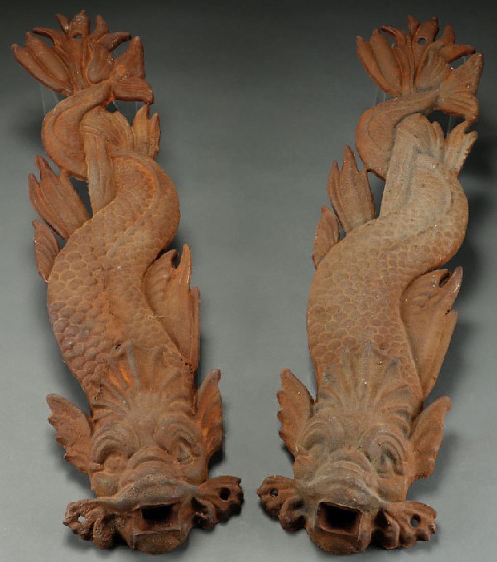 VICTORIAN STYLE CAST IRON FIGURAL DOLPHIN WATER OUTLETS (1 of 1)