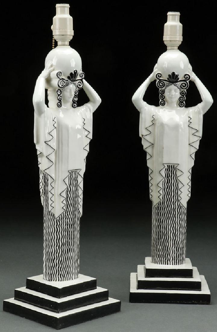 A PAIR OF RARE KERAMOS AUSTRIAN ART DECO LAMPS (1 of 2)