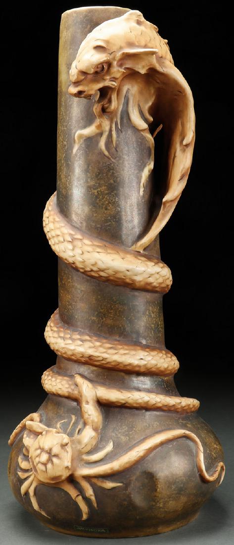 TURN-TEPLITZ AMPHORA "SAURIAN AND CRAB" VASE (1 of 2)