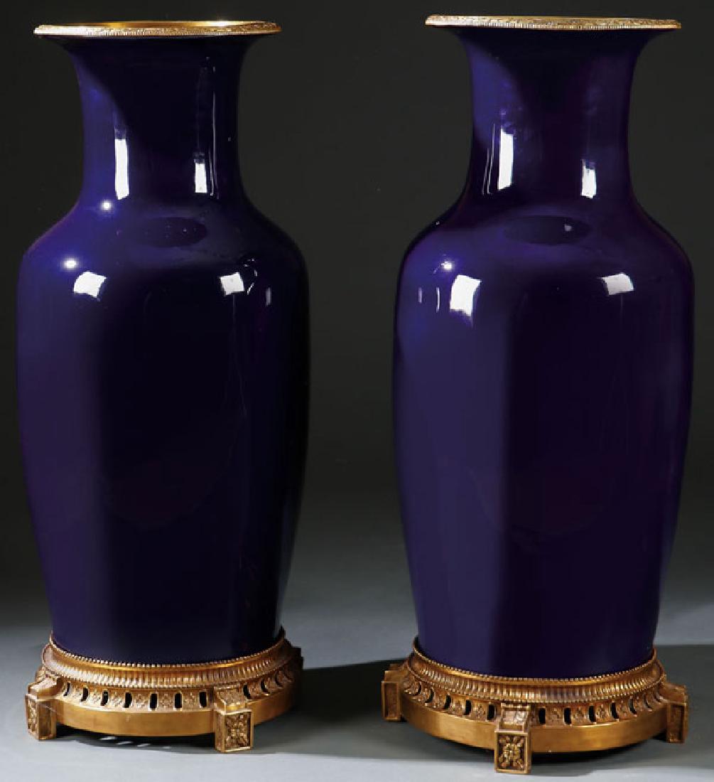 SEVRES STYLE COBALT GROUND PORCELAIN FLOOR VASES (1 of 1)