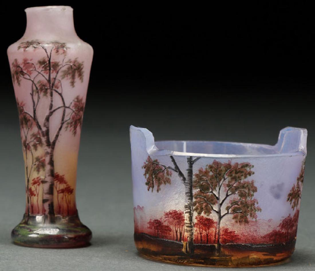 A GOOD PAIR OF DAUM NANCY ENAMELED ART GLASS (1 of 1)