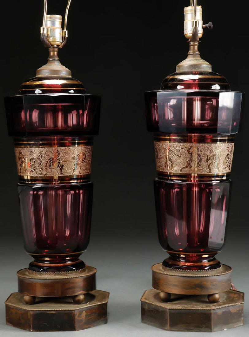 A PAIR OF LARGE AND IMPRESSIVE BOHEMIAN CUT PANEL (1 of 1)