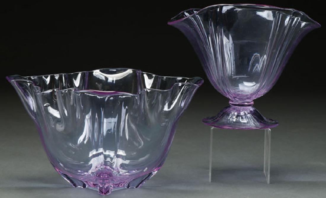 A PAIR OF CARDER STEUBEN "MARINA BLUE" CRYSTAL (1 of 1)