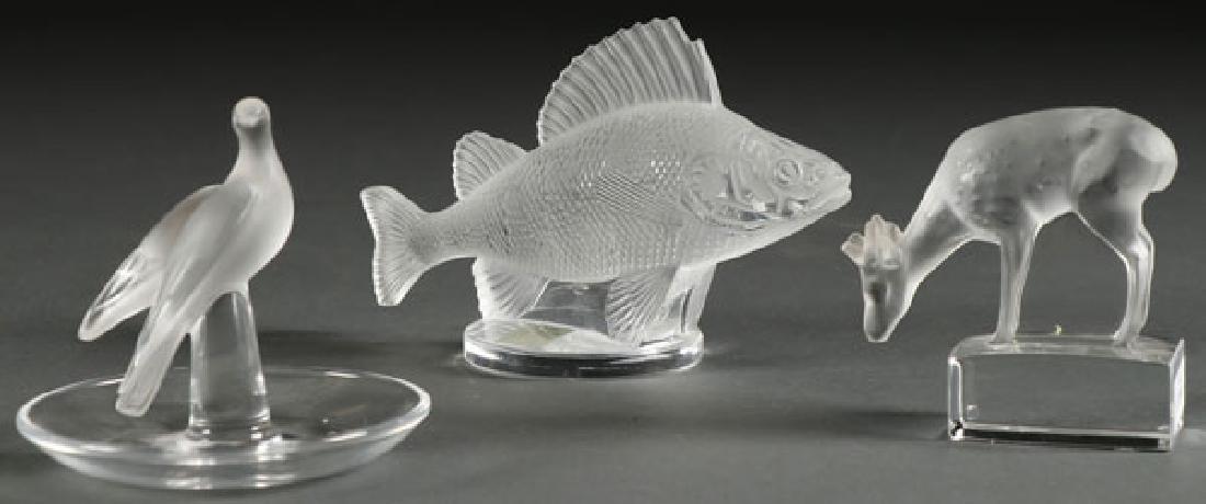 THREE LALIQUE FROSTED AND MOLDED GLASS FIGURES (1 of 1)