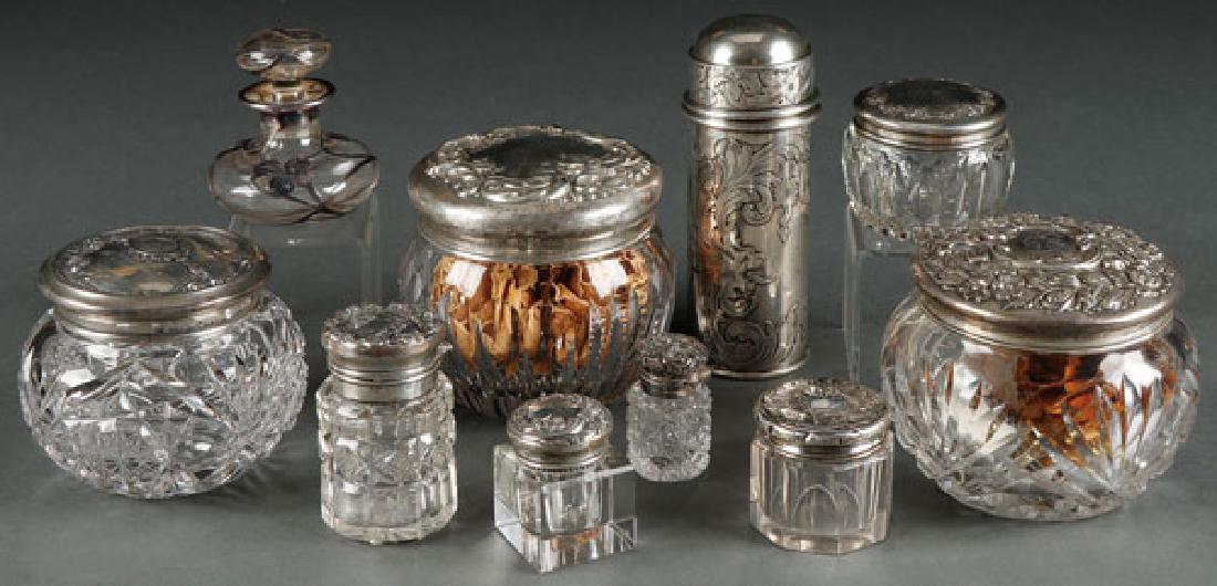 A GROUP OF NINE STERLING SILVER MOUNTED (1 of 1)