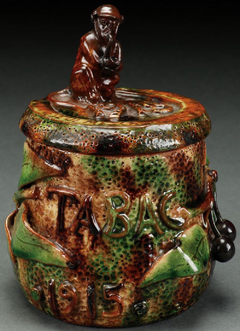 A FRENCH PALISSY WARE TOBACCO JAR, 1915 (1 of 1)