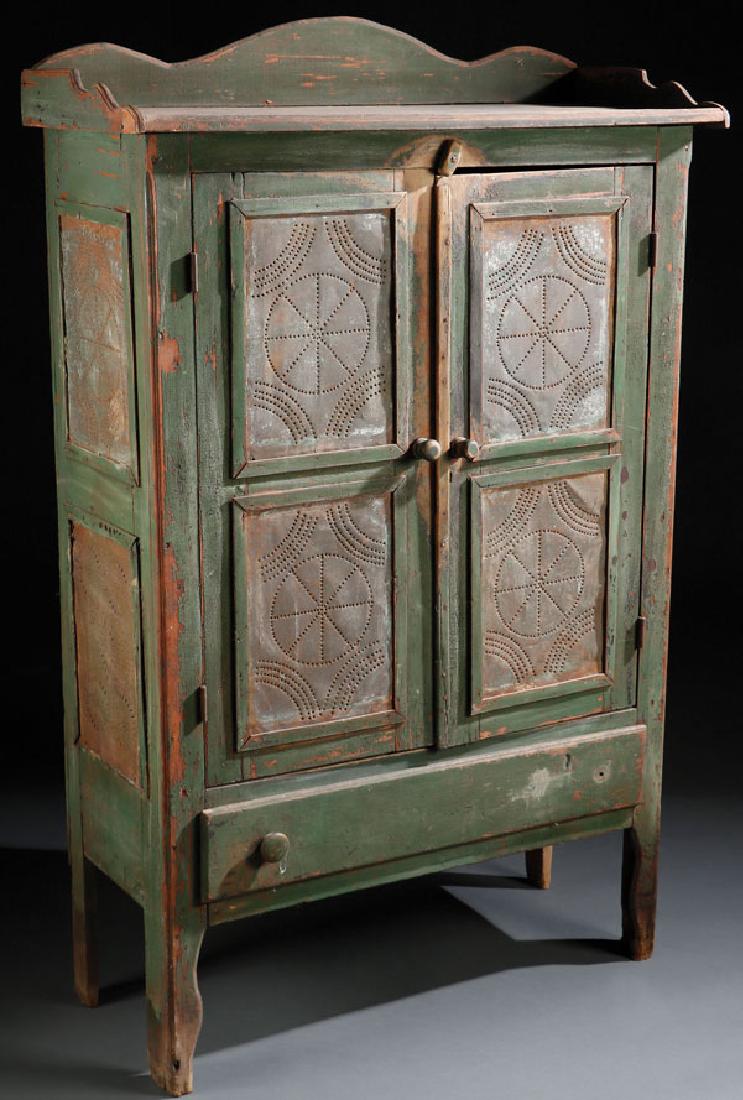A GOOD 19TH CENTURY PINE AND PIERCED TIN PIE SAFE (1 of 1)