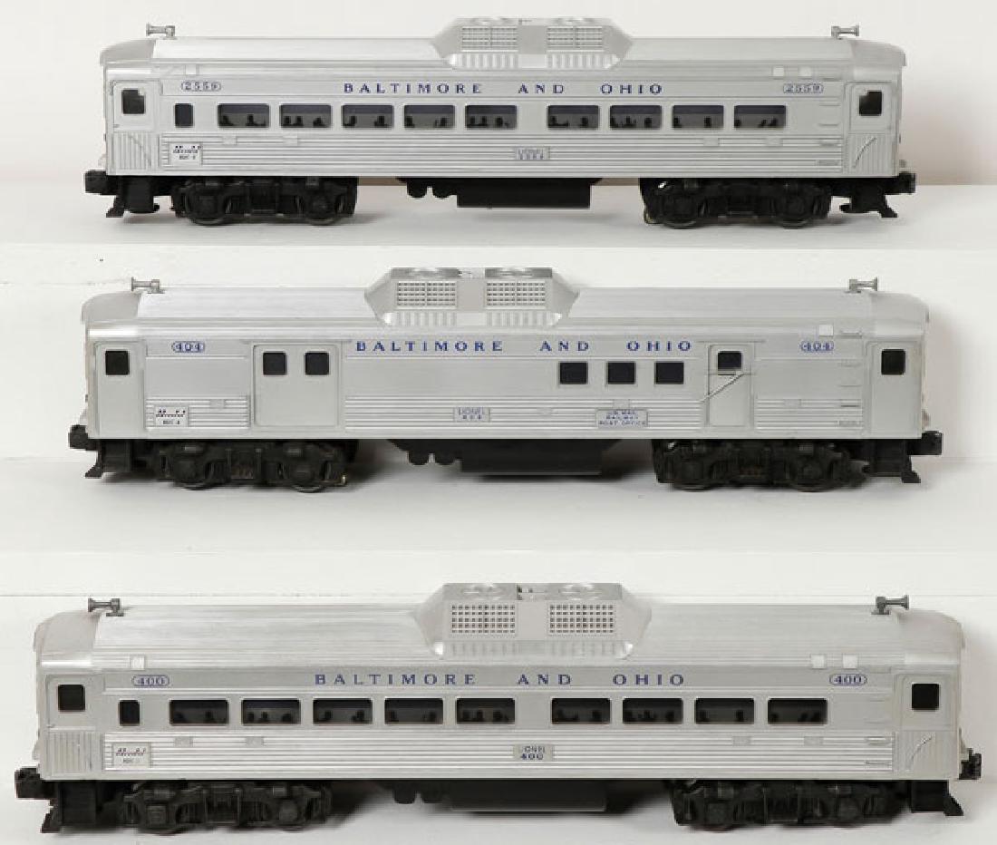 A LIONEL O GAUGE B&O BUDD PASSENGER SET, POST WAR (1 of 1)