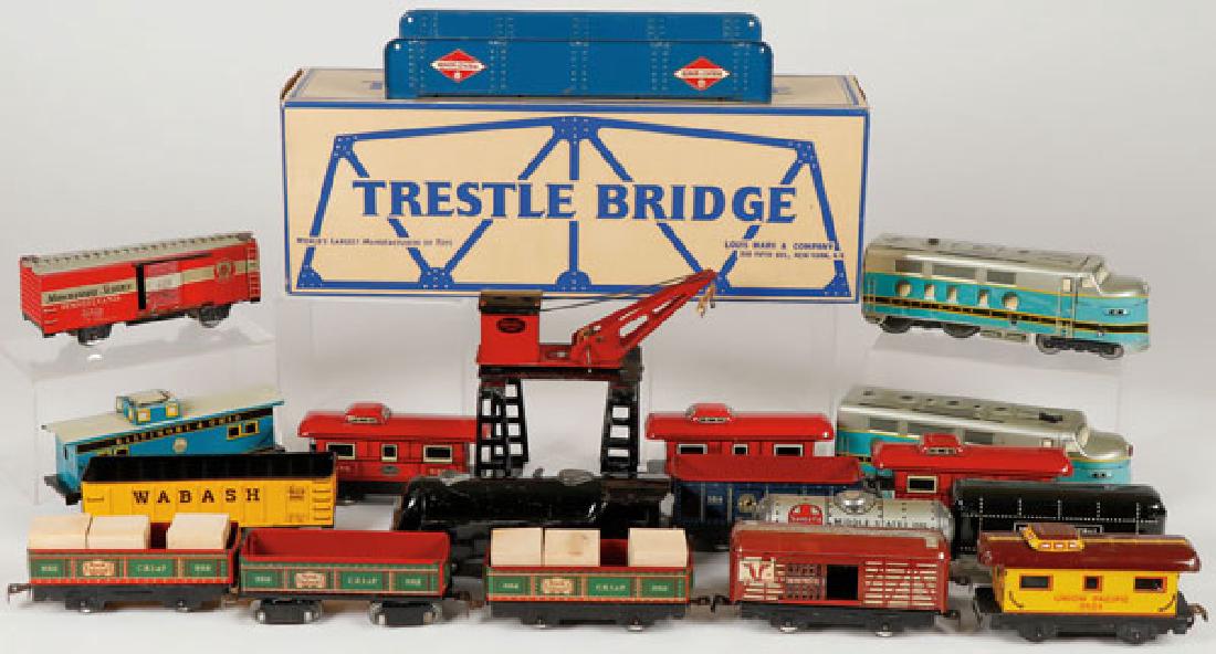 A 19 PIECE GROUP OF MARX O GAUGE TIN LITHO TOY (1 of 1)