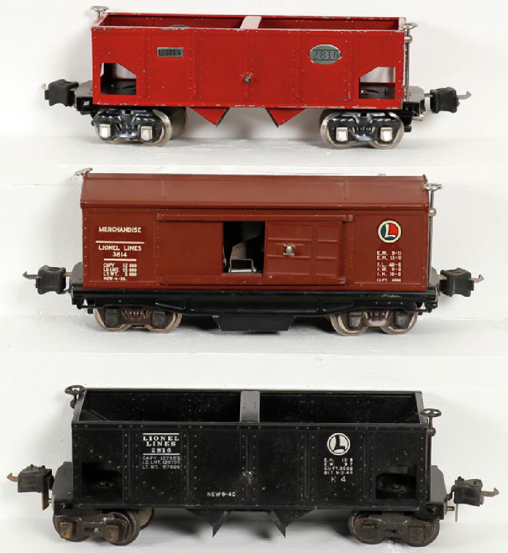 THREE LIONEL O GAUGE FREIGHT CARS, PREWAR (1 of 1)