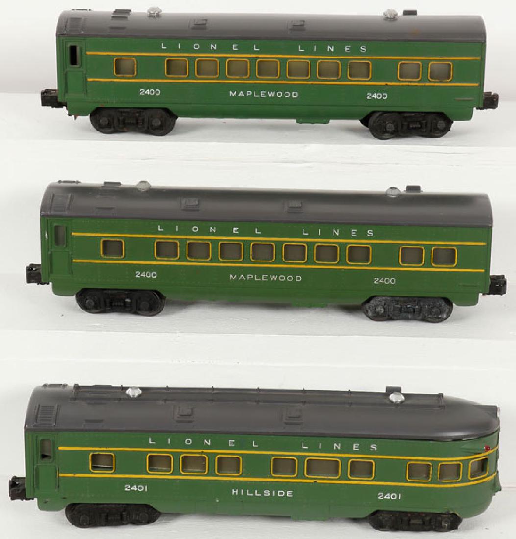 Three Lionel 027 Gauge Passenger Cars, Post War