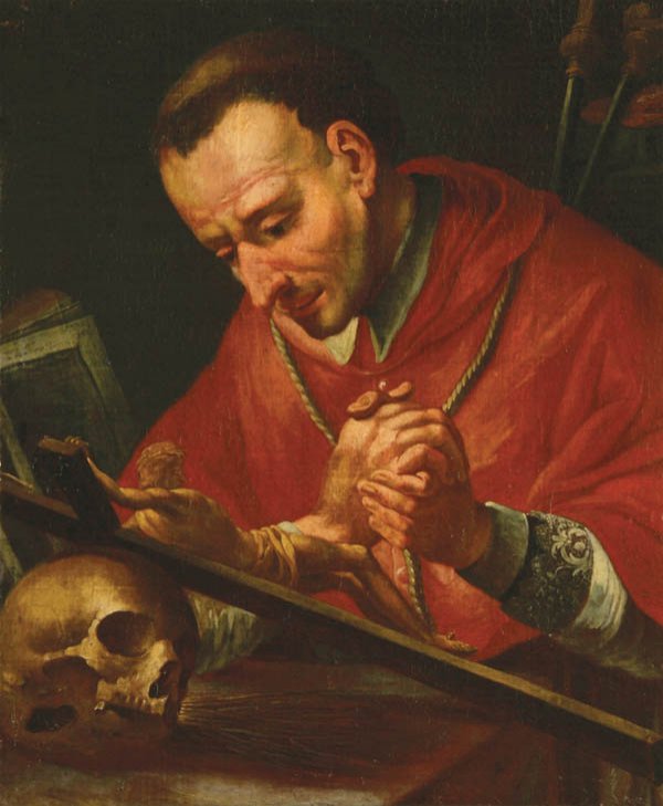 Studio of PAUL TROGER (Austrian 1698-1762) St. Ch: Studio of PAUL TROGER (Austrian 1698-1762) St. Charles Borromeo Venerating the Crucifix Oil on canvas 20.75 inches x 17.25 inches (53 x 44 cm) Estimate $800-$1200 STUDIO OF: In our best judgment, a wo