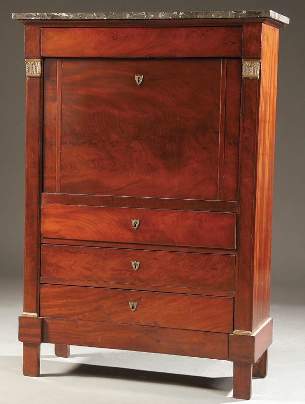 A SECRETAIRE ABATTANT, EMPIRE STYLE MAHOGANY AND 