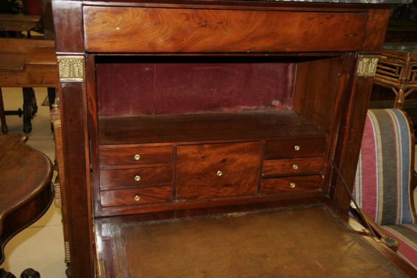 A SECRETAIRE ABATTANT, EMPIRE STYLE MAHOGANY AND  - 2