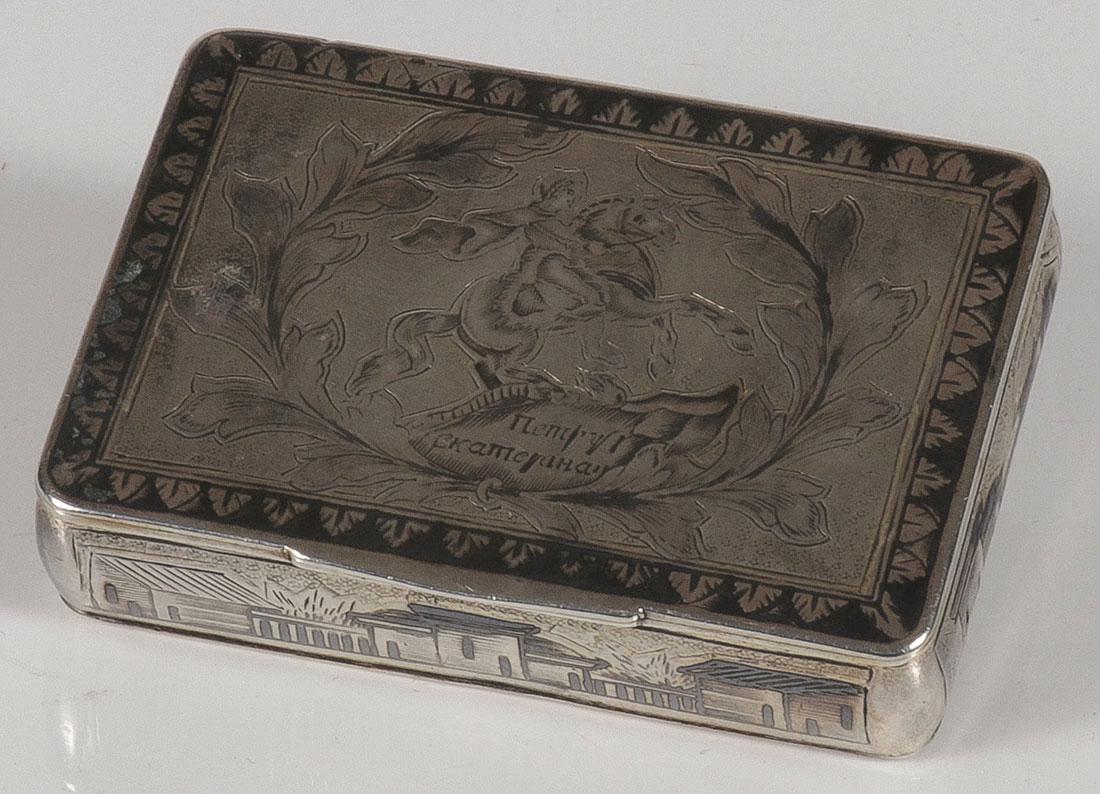 A RUSSIAN SILVER & NIELLO SNUFF BOX, CIRCA 1850 (1 of 3)