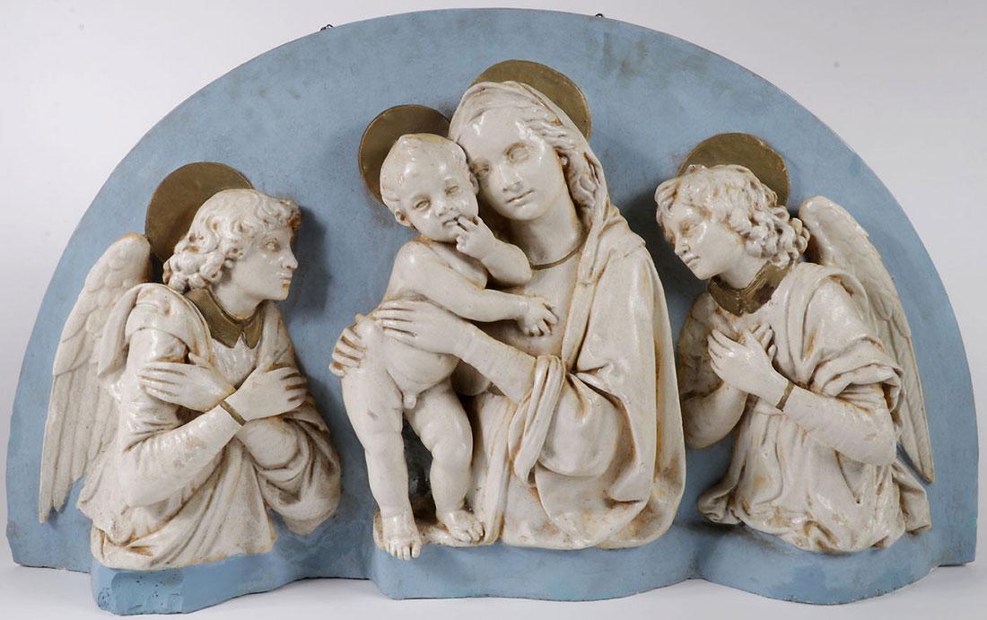 A CAST ARCHED PLAQUE OF THE VIRGIN AND CHILD C. 1890 (1 of 1)