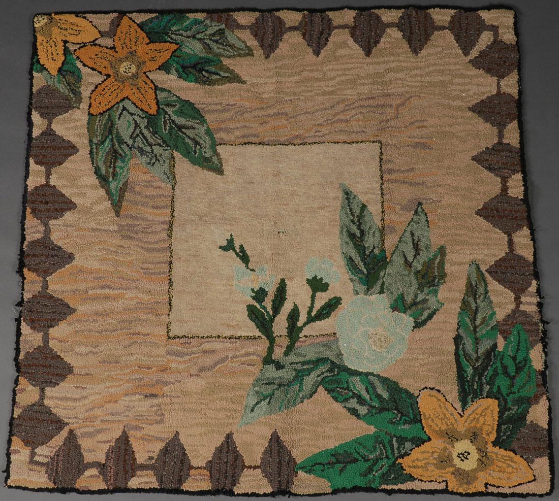 A PAIR OF AMERICAN HOOKED RUGS (1 of 2)