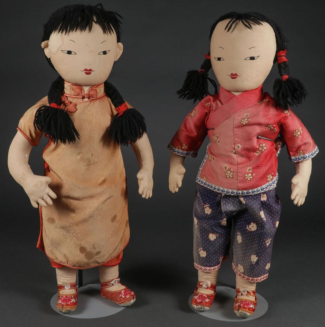 A PAIR OF CHINESE EMBROIDERED CLOTH DOLLS (1 of 1)