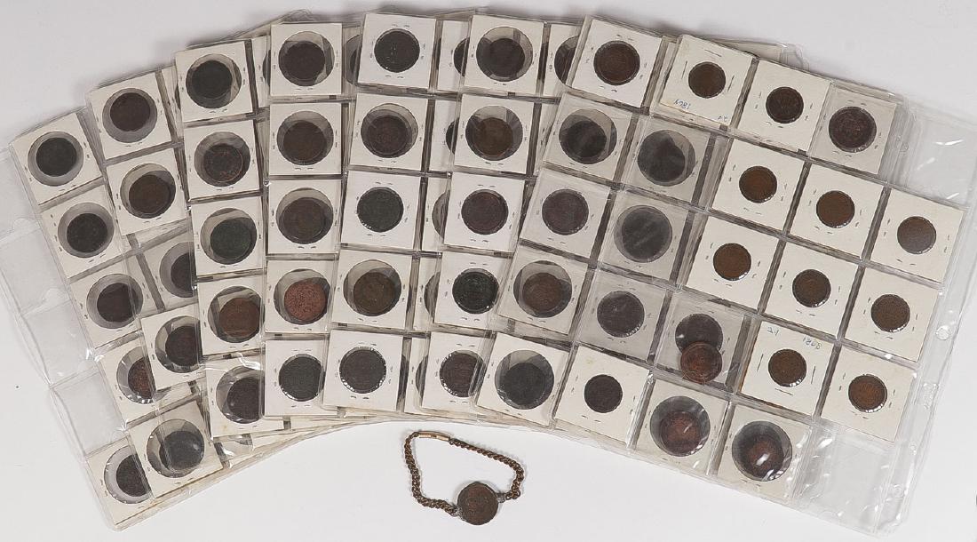 131 US LARGE ONE CENT PIECES CIRCA 1794-1856: A GROUP OF 131 US LARGE ONE CENT PIECES CIRCA 1794-1856. Including two Liberty Caps and 18 Draped Busts, and overall comprising a variety of dates and types in various ungraded states, together with