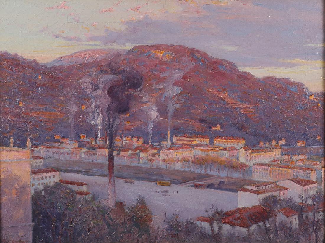 FELIX ALBERT GENDROT (American 1866-1955): FELIX ALBERT GENDROT (American 1866-1955) European Cityscape in Winter at Dusk - circa 1890 Oil on canvas Signed lower left F.A. Gendrot 18 inches x 24 inches (45.5 x 60 cm)