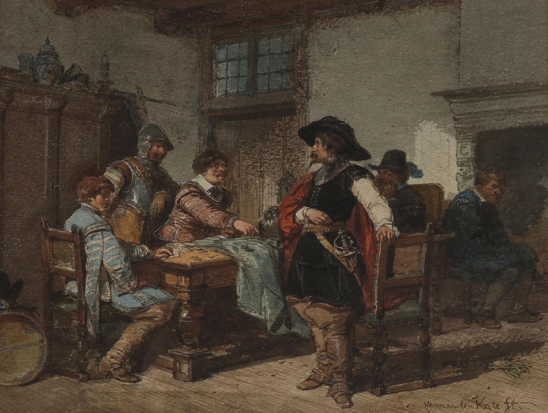 HERMAN FRED CAREL TEN KATE(Dutch 1822-1891): HERMAN FRED CAREL TEN KATE(Dutch 1822-1891) The Challenge Watercolor on paper Signed lower right 8.5 inches x 10.5 inches (21.6 x 26.7 cm)