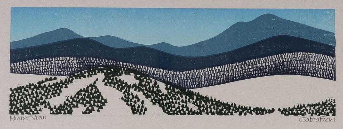 SABRA FIELD(American b. 1935): SABRA FIELD(American b. 1935)Winterview Woodblock print on paperTitled and signed on lower edge4 inches x 12 inches