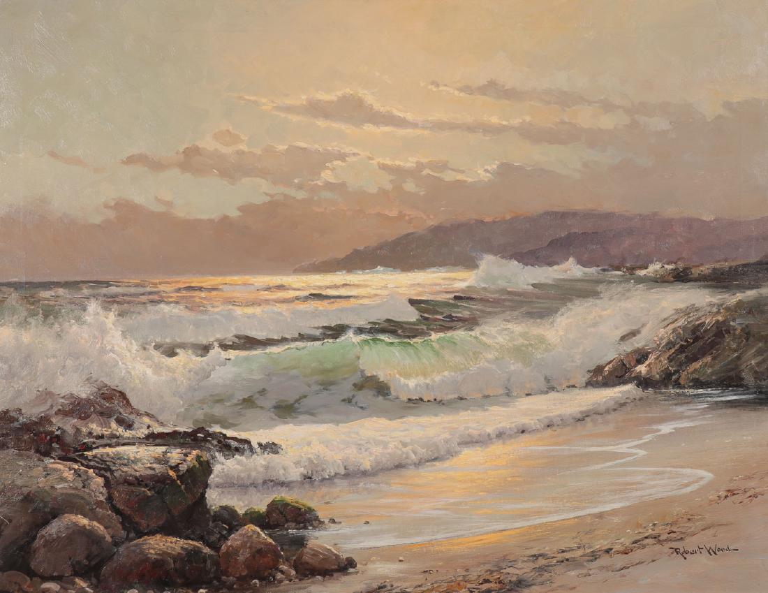 GOOD ROBERT WOOD COASTAL SCENE PAINTING