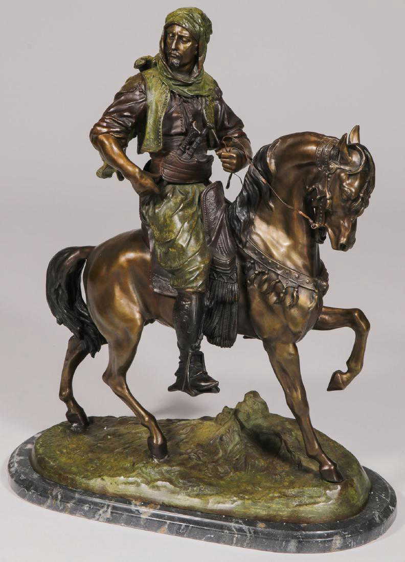 LARGE ARAB ON HORSEBACK BRONZE