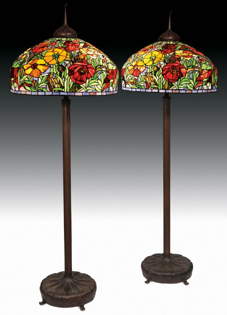PAIR TIFFANY STYLE MATCHING FLOOR LAMPS