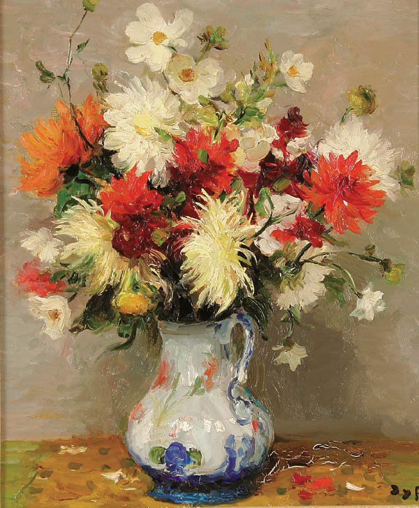 MARCEL DYF (French 1899-1985), Floral Still Life: MARCEL DYF (French 1899-1985), Floral Still Life in Vase, Oil on canvas, Signed lower right 'Dyf', 21.5 inches x 18 inches (55 x 46 cm), Estimate $8,000-$12,000, Provenance: Dr. and Mrs. E. Milton Sac