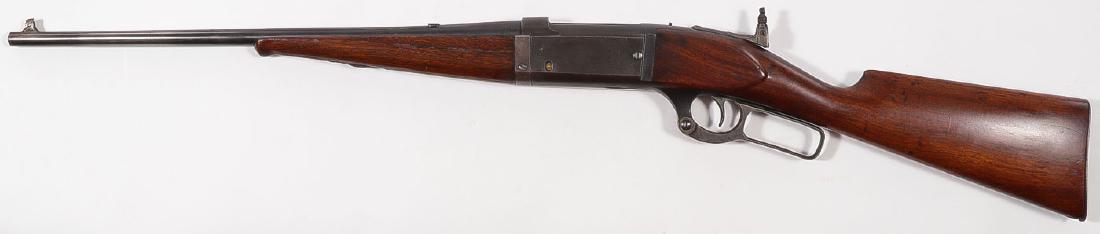 SAVAGE MODEL 1899 22 HI-POWER LEVER ACTION: SAVAGE MODEL 1899 22 HI-POWER LEVER ACTION. Serial number 195800, lever action take down short rifle with standard 20-inch full round barrel with post and blade front sight and added tang sigh