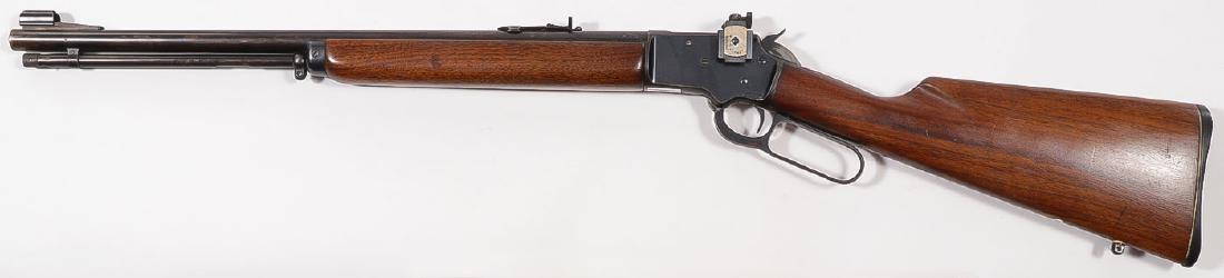 MARLIN MODEL 39A LEVER ACTION RIFLE: MARLIN MODEL 39A LEVER ACTION RIFLE. Serial number L20787, caliber .22 rimfire with a 20-inch round barrel. High quality lever action early Marlin .22 rifle, full magazine, blued finish, walnut st