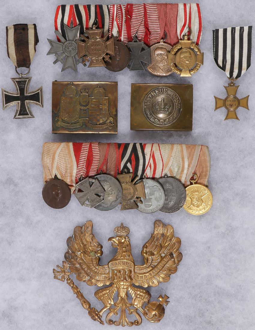 GERMAN, PRUSSIAN, AUSTRIAN WWI MEDALS & MORE: GERMAN, PRUSSIAN, AUSTRIAN WWI MEDALS & MORE. Comprising of mostly WWI related German/Prussian, Austrian medals, insignia, buckles and other items including a period 1914 Iron Cross 2nd class on ribbo