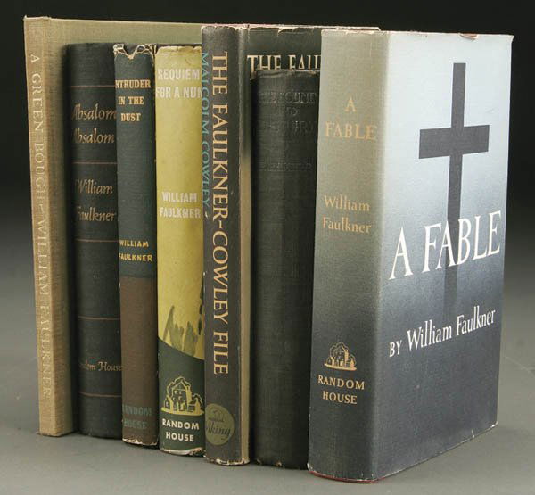 WILLIAM FAULKNER BOOKS: "A Green Bough" and "Intr: WILLIAM FAULKNER BOOKS: "A Green Bough" and "Intruder in the Dust" 1st editions, together with later editions of "Sound and the Fury", "Requiem for a Nun", "Absalom", and the "Faulkner-Cowley File". E