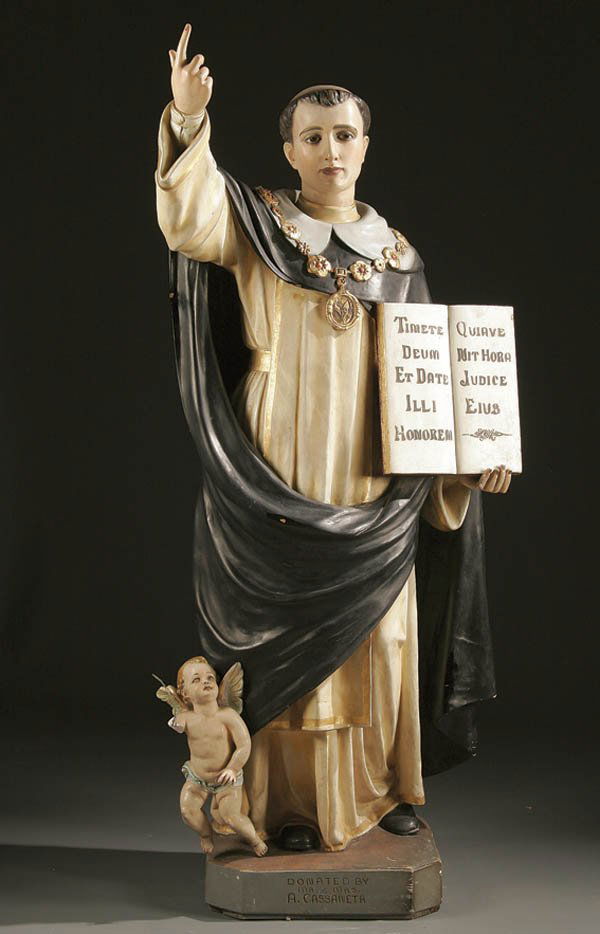 1181: SAINT THOMAS AQUINAS, a 3/4 life size statue, cir